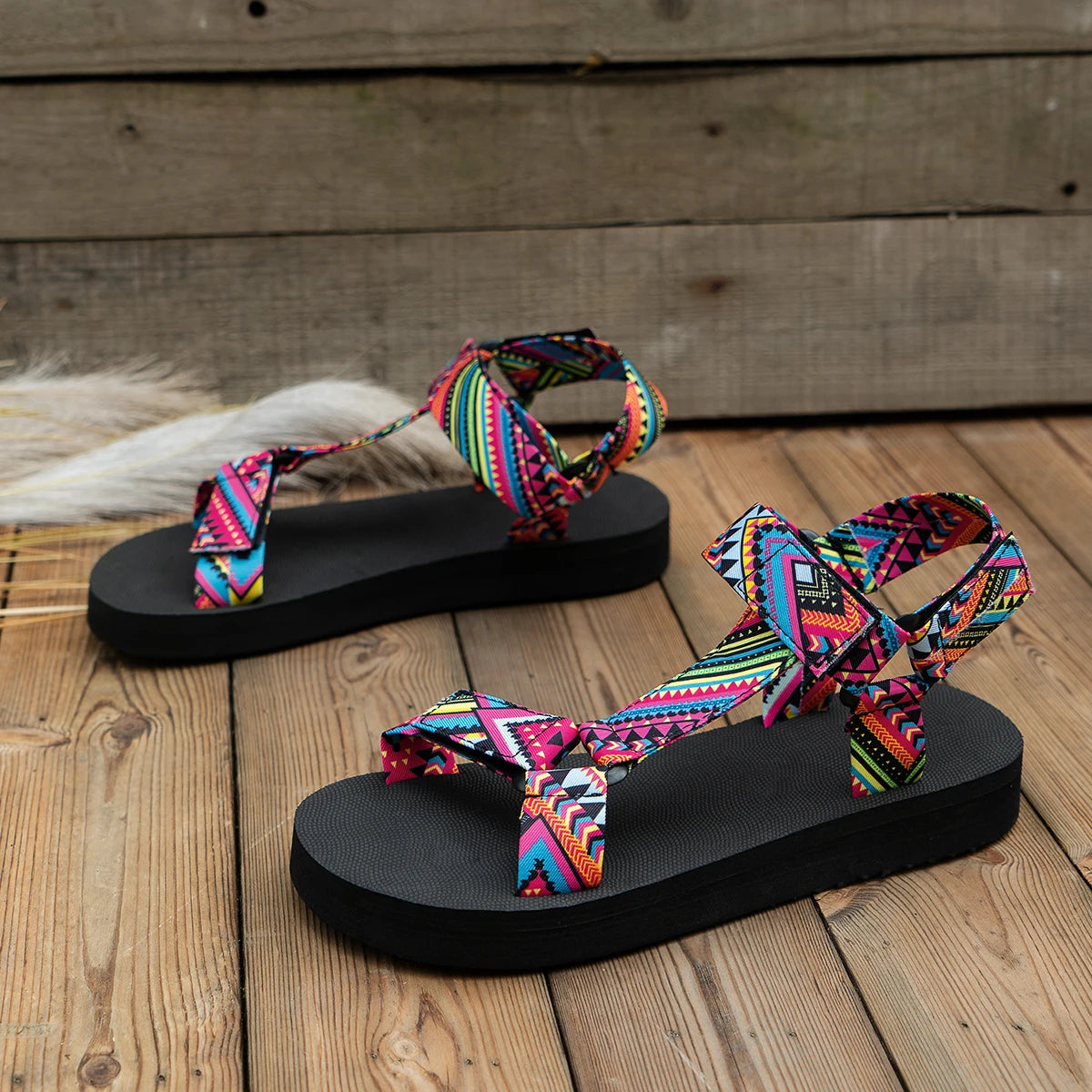 Cute Beach Sandals with Colourful Straps