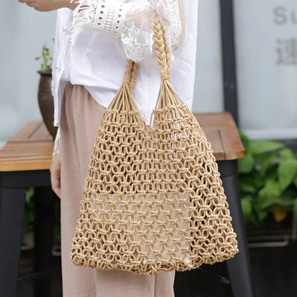 Knitted Rattan Large Capacity Handbag