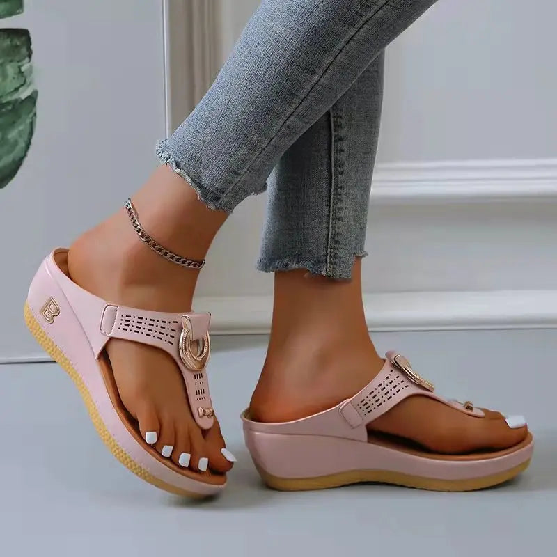 Comfy Boho Wedge Slippers