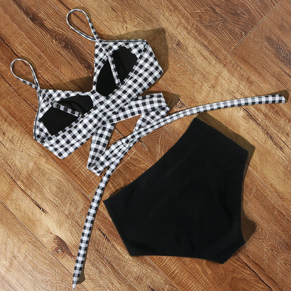 High Waist Plaid Sexy Bikini Set