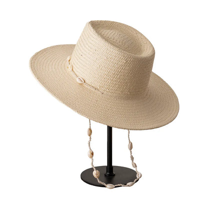 Beach Hats With Seashells Beaded Chain